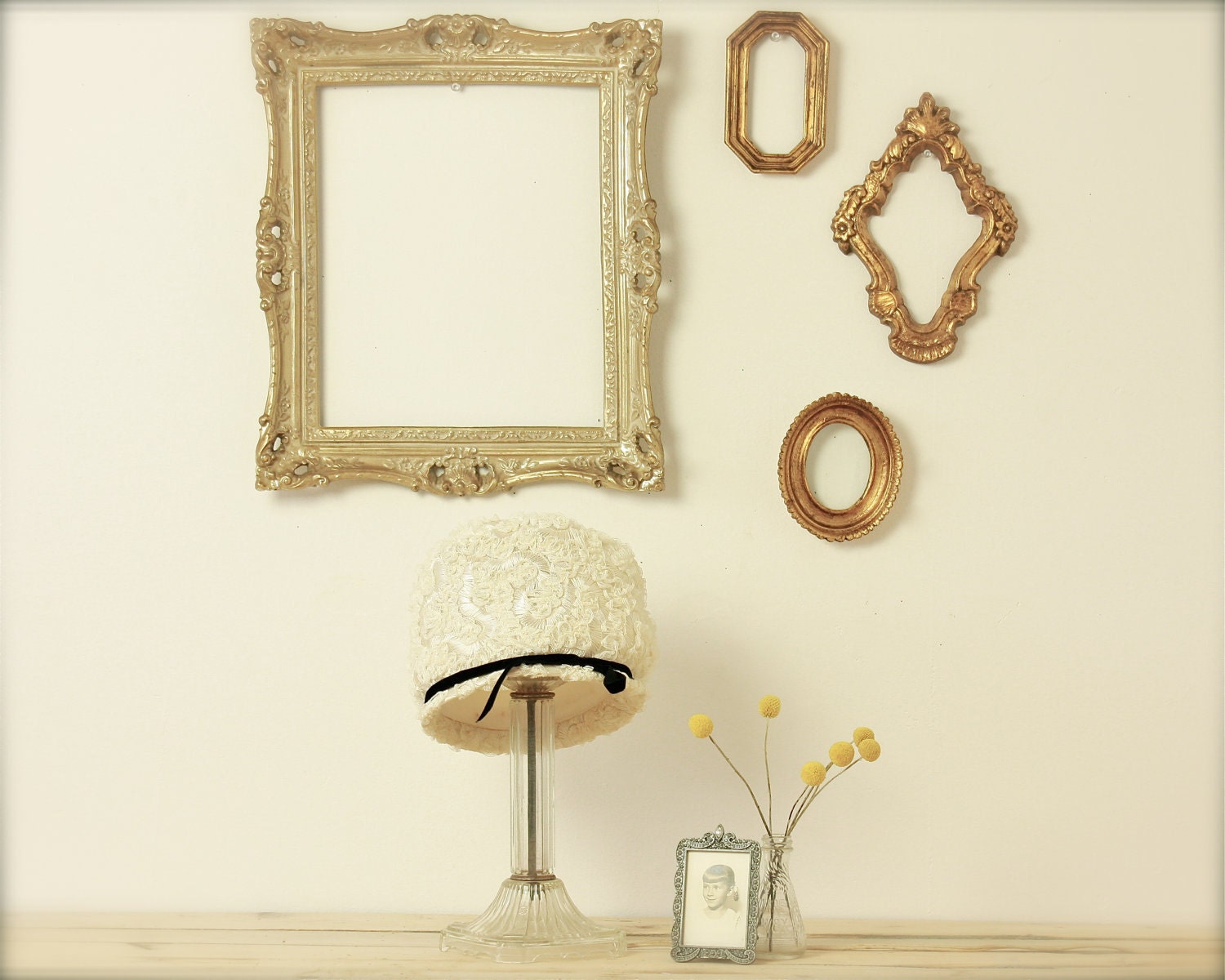vintage cream lace pill box hat with black bow by felix