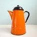 Vintage enamel orange teapot coffee kettle