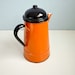 Vintage enamel orange teapot coffee kettle