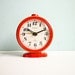 Vintage Big Mechanical Alarm Clock Red Beige White Russian Wind Up 70s