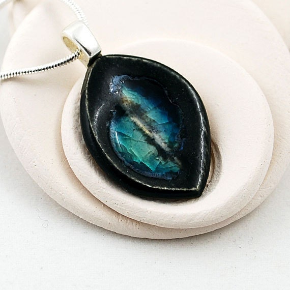 Eco Friendly Pendant with Recycled Glass - Bridesmaid gift - Marquise Mini Necklace in Cosmos -