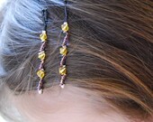 Bobby Pins  Wire Wrapped  Harlequin Seed Bead and Bicone Crystals Fashion LoveandCherish