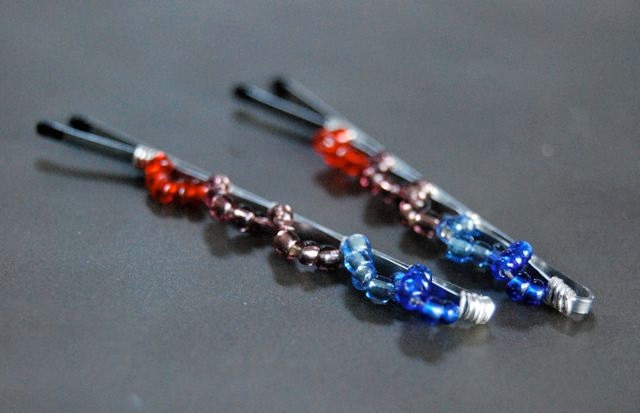 Bobby Pins  Fanfare  seed bead wire wrapped hair accessory fashion Fashion Valentine LoveandCherish