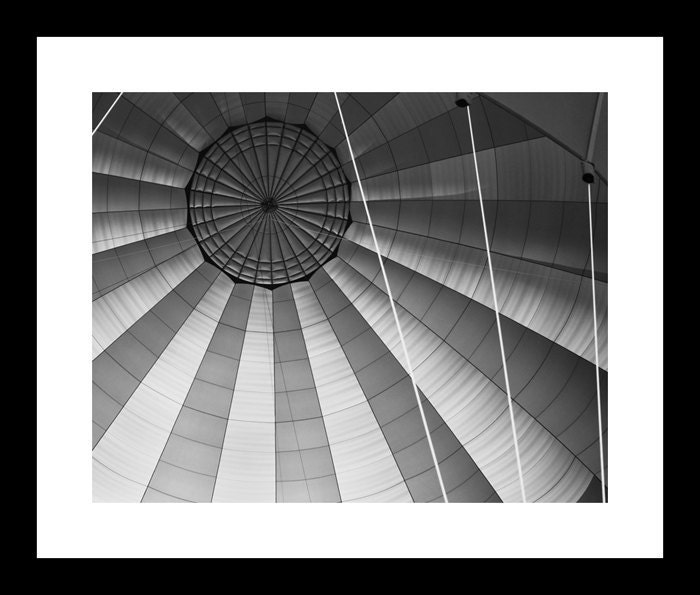 Hot Air Balloon Interior Design - Black and White - Top of Balloon - Abstract Photograph - 8x10