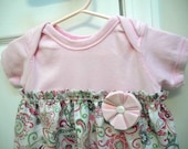 Pink and Green Lydia Onesie Dress-- Onesie Left Intact (18 months/Ready to Ship)