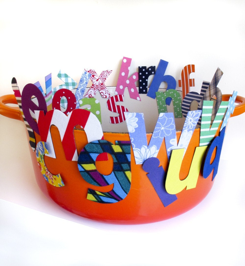 alphabet soup magnets - 26 letters, bold bright colours, complete alphabet a-z