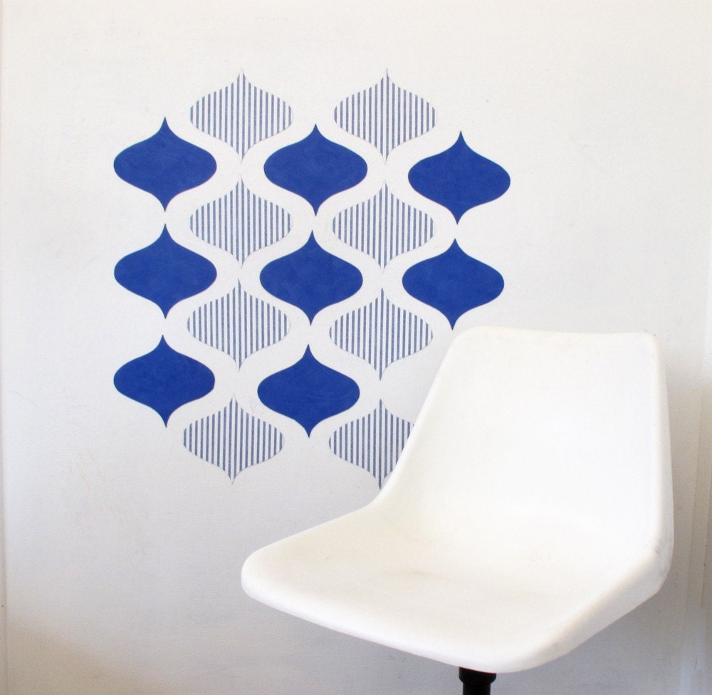 Interactive wallpaper - large magnetic wall art set - blue, white motif