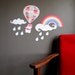Up, Up & Away decals - reuseable fabric wall stickers, hot air balloon, owl, rainclouds