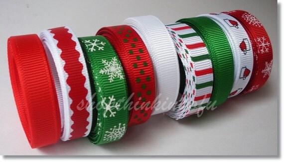 Traditional Holiday-Me-Colors -- 3/8 inch Grosgrain Ribbon Lot/Collection (18 yards)