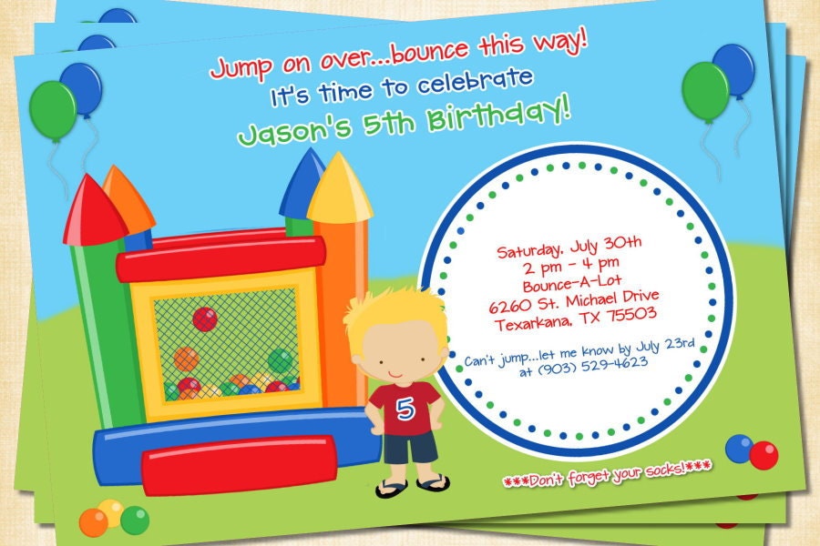 Bounce House2 Custom Birthday Invitation, Photo Invitation, DIGITAL, Printable, Matching Thank You Card, Party Favors Available