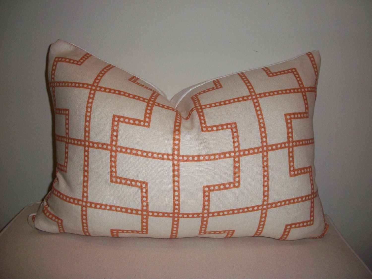 13 x 19  Cream and Orange Celerie Kemble Bleeker Spark  Designer Pillow Cover - Decorative Throw Pillow (18X18 and 20x20 also available)