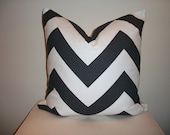 20 x 20  Charcoal Grey and White Zig Zag Designer Pillow Cover - Decorative Throw Pillow
