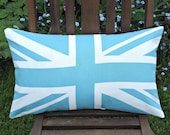 Lumbar pillow Union jack turquoise green blue cover memorabilia flag cushion cover 12 x 18 inch olympics 2012 queeens jubilee