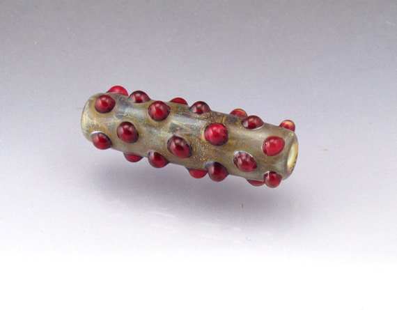 Lampwork glass bead Focal bead glass long bead Red Sea Rocks Anne Londez  OOAK SRA