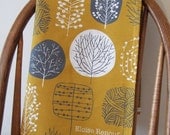 Trees Tea Towel in Mustard and Charcoal