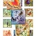 Butterflies Dragonflies Swirls Grunge Watercolor Background Square Images (12-17)