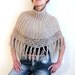 FREE Shipping ...PALE BEIGE ....Hand Knitted Polo Collar with grids and fringes