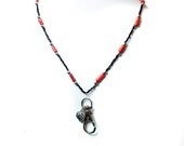 Red beaded id lanyard