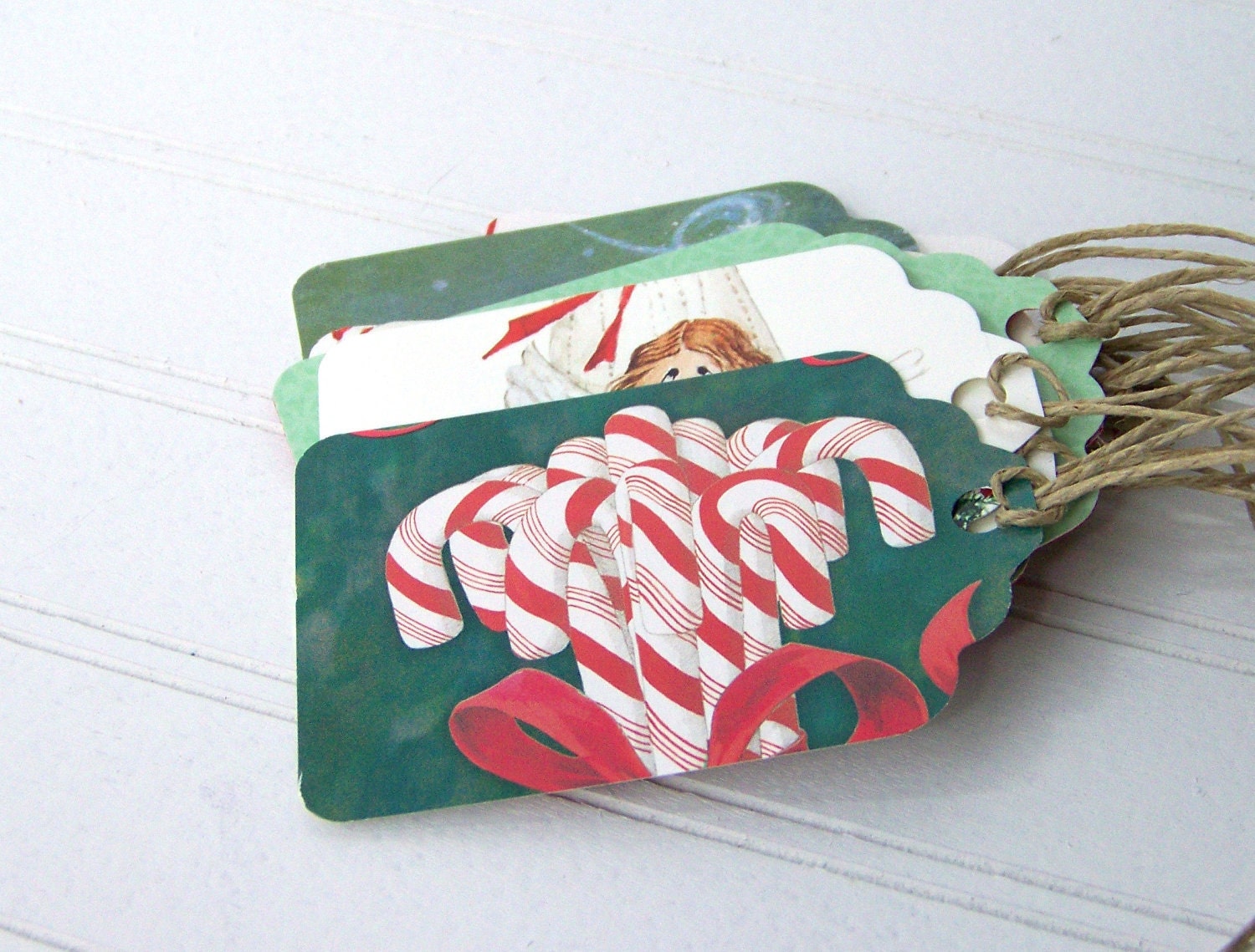 Eco-friendly Holiday Gift Tags, Candy Cane Christmas, Recycled Cards - NobleEarth