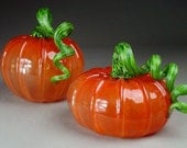 Hand Blown Glass Pumpkin Classic Cherry Pair
