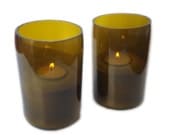 Wine Bottle Tea Light Holders - Set of 2 with Sand