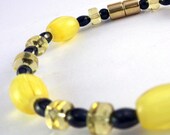 Lemon Drop and Yellow Swarovski Button Bead Magnetic Healing Bracelet OOAK