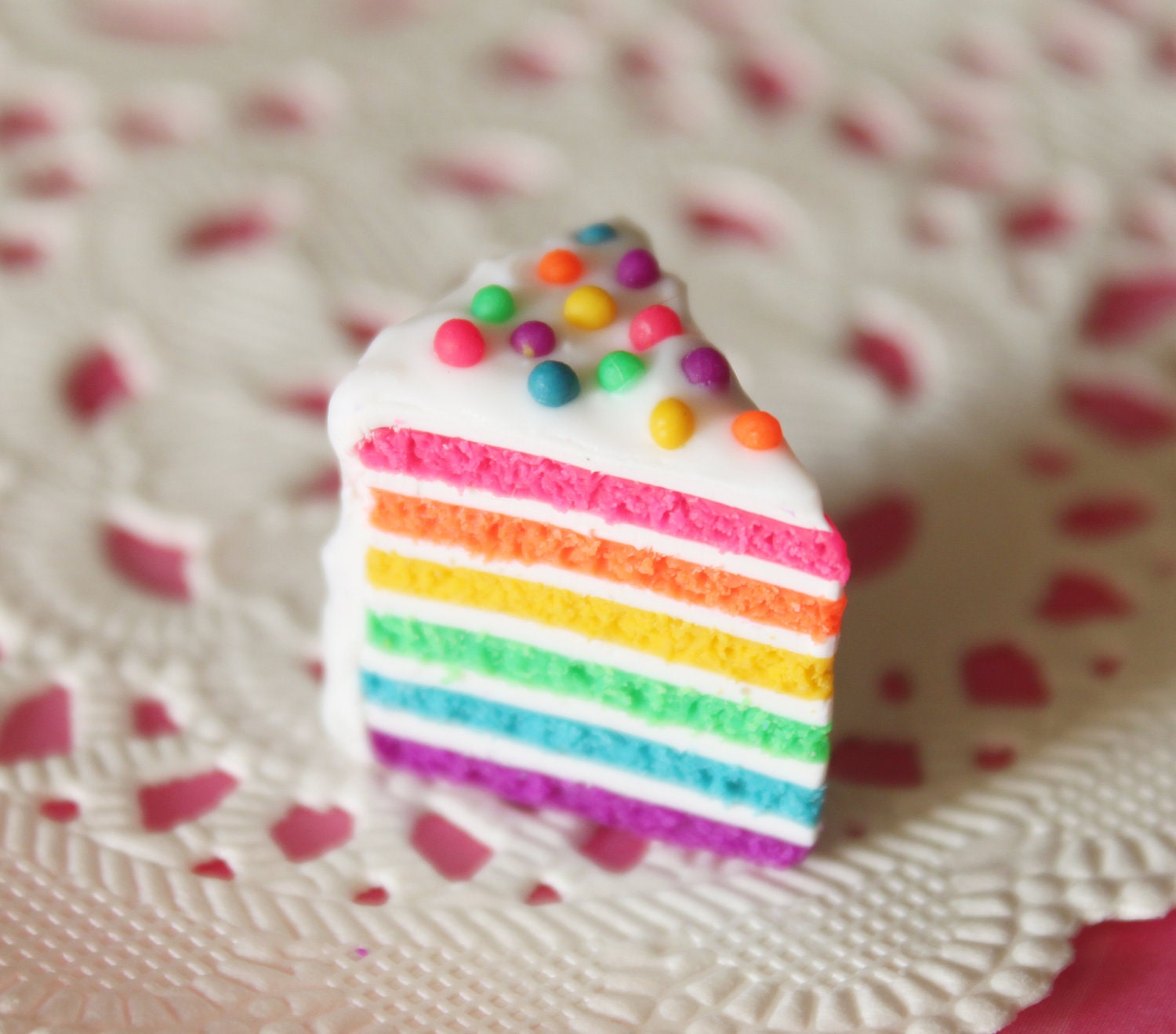 Rainbow Cake Necklace - Super cute :D (silver plated ballchain)