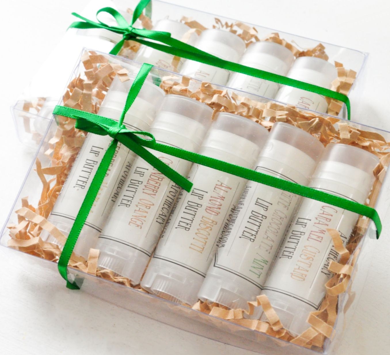 Clearance Lip Balm Gift Set  - 5 pack of Lip Butters - White Chocolate Mint, Cranberry Orange, Gingerbread Vanilla
