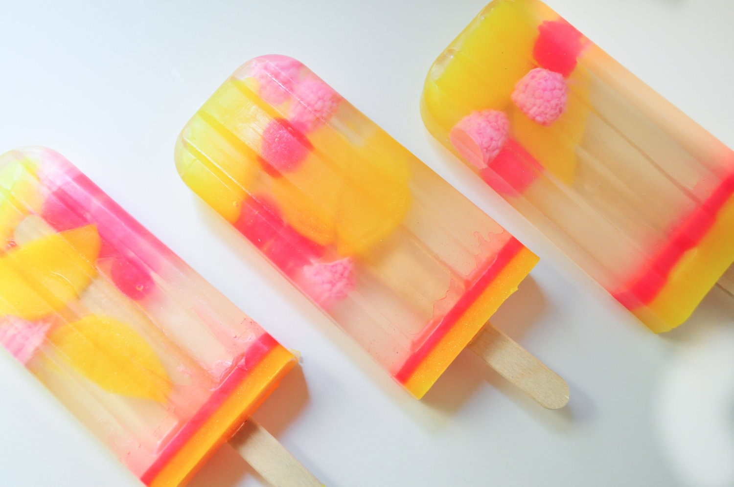 Pink Lemonade Popsicle soap - Soapsicle - with Lemon slices and raspberries