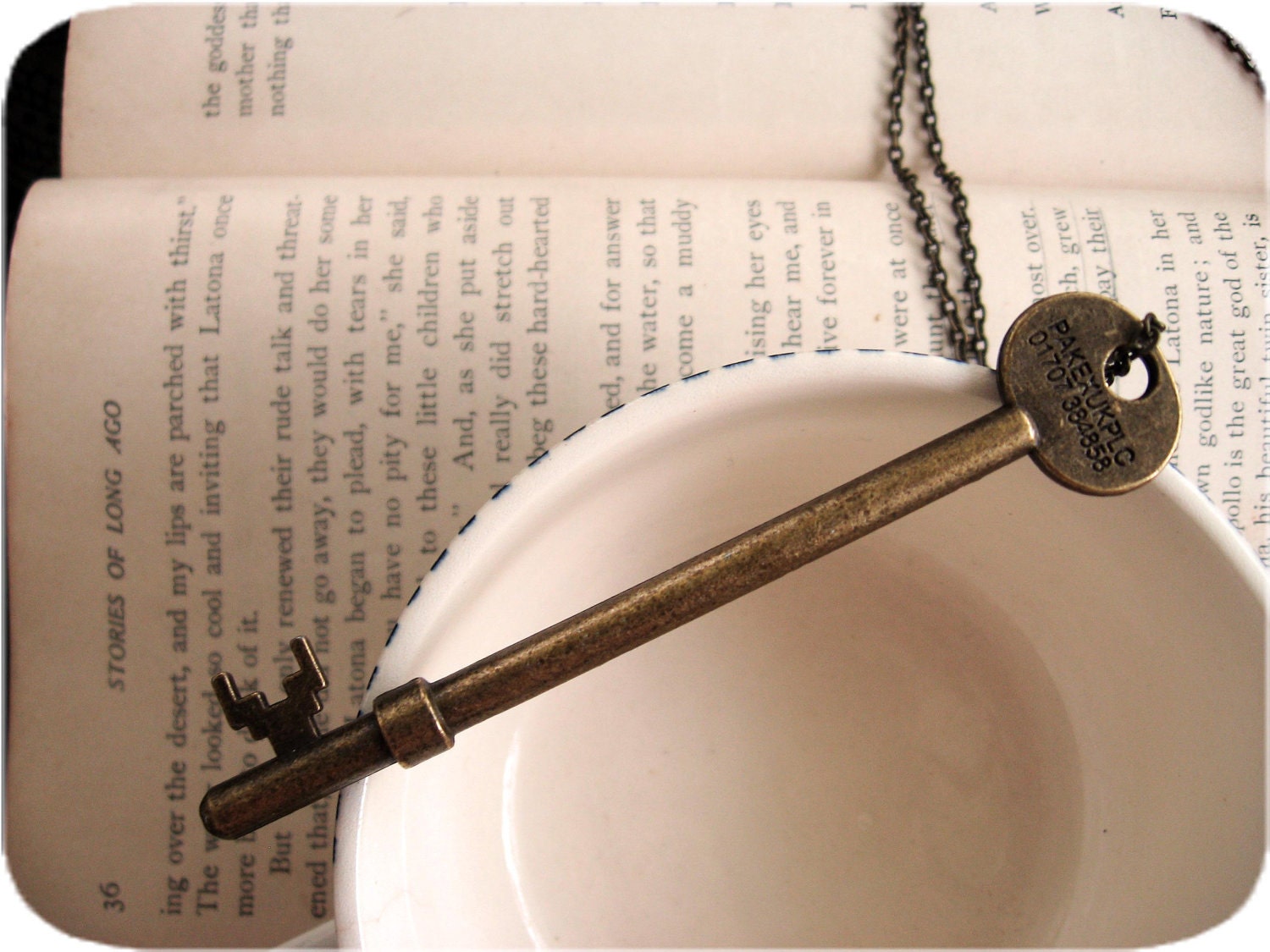Large Brass Skeleton Key Necklace