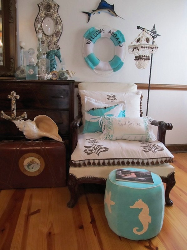 Turquoise Sea Ottoman by searchnrescue2