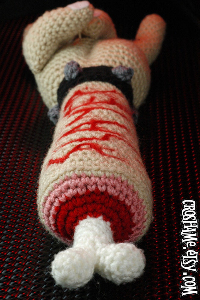 CUSTOM Crochetin' in Blood - "Antigurumi" dismembered arm with SLAYER carving