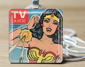 Wonder Woman  Necklace on Glass tile - Includes ball chain  - Buy any 3 and Get 1 more