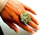 Canadian Jade Cluster Oval Ring - Limited Edition - natural green jade ring - Unique Ring - Large Stone Ring