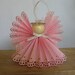 Angel Christmas Tree Ornament Pink Paper Lace Ribbon Angel Christmas Ornament