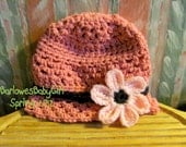 Buggs - Crocheted Soft Pink Cotton Bucket Hat w/ Detachable Flower Headband
