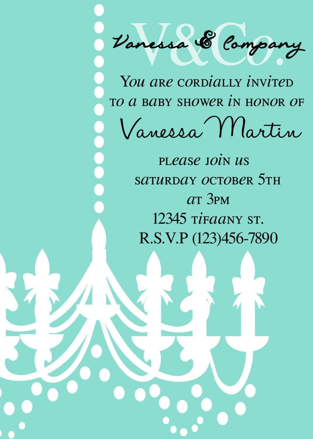 Tiffany Inspired printable baby shower invitation Il_570xn