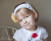 Interchangeable flower crochet open weave headband- Huge selection of colors to choose from- Newborn, baby, toddler, child, adult size