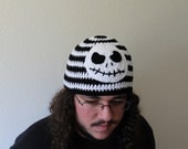 SALE...Jack Skellington inspired beanie cap, Nightmare Before Christmas