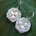 Easter egg earrings, Birds Nest Earrings 3 white pearls egg nest and silver, Easter