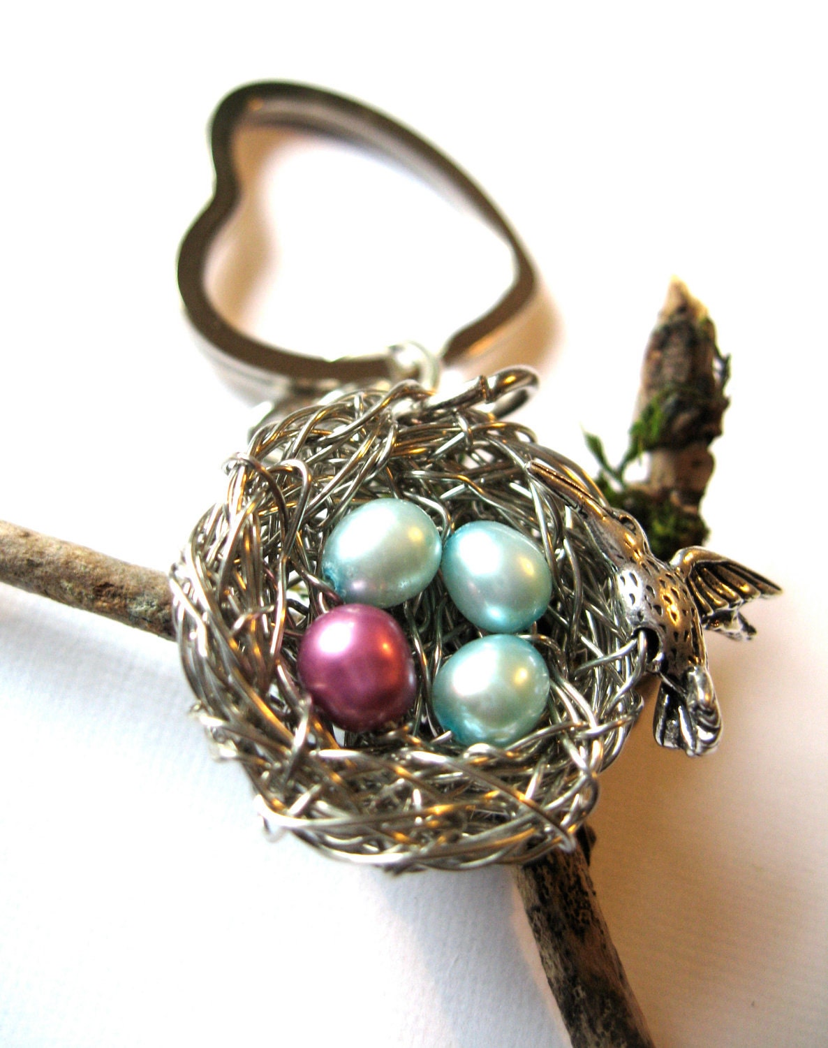 Mommy Son and Daughters Personalized Keychain, Handmade Accessories for Mother, 4 four children Personalized Gift, Silver Hummingbird