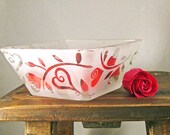 Hearts Square Bowl Etched Glass Ready to Ship Candy Bowl Gift Home Decor