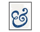 S A L E // Ampersand - 8x10 Print - Textured - DARK BLUE