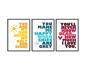 S A L E // You are my sunshine - SET OF THREE - 13x19 prints
