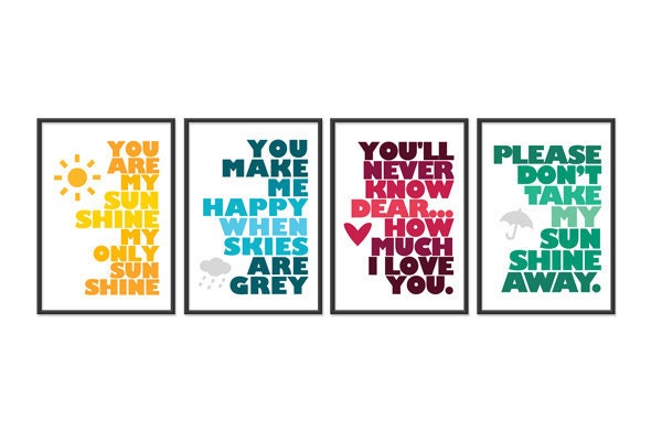 You are my sunshine - Set of four 13x19 Prints