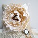 Burlap and Lace Ring Bearer Pillow with Ivory Peony