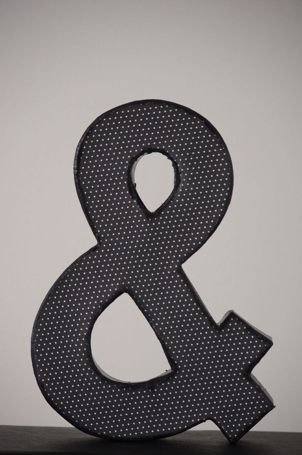 Ampersand Sign with Black and White Polka Dots - & Sign - Wedding Decoration, Table Centerpiece, Photography Prop
