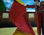 Matador Standing ORIGINAL acrilic on canvas- swinging the cape