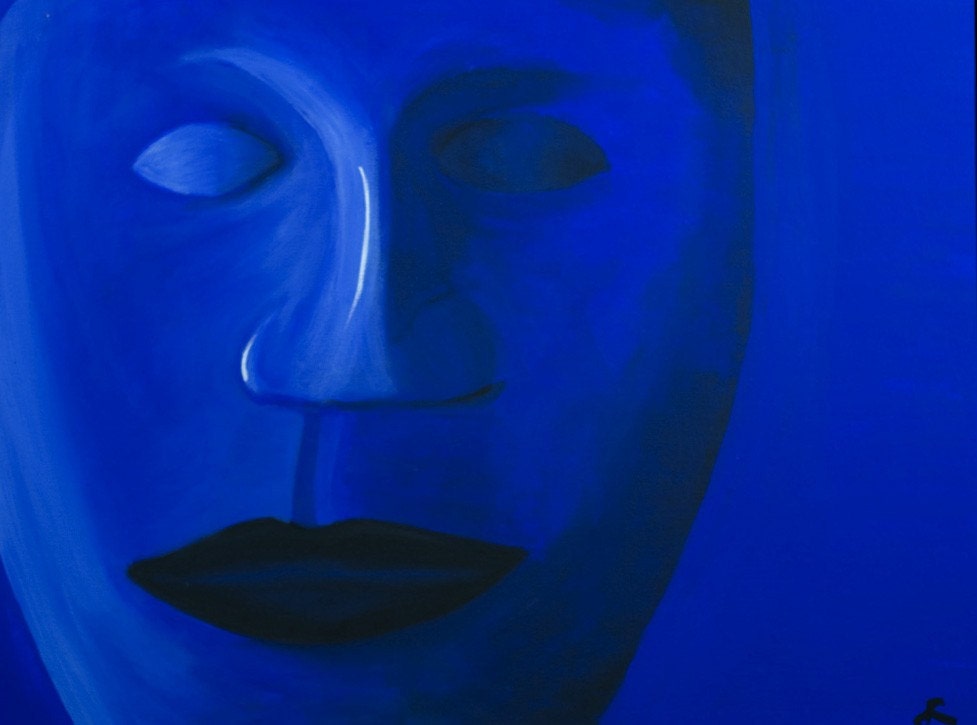 blue face-ORIGINAL acrylic 'blue over you'