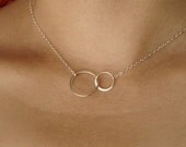 Forever Linked Together Circles Pendant Necklace in Sterling Silver, wedding, bridesmaid gift, entwined, interlocking circles, W